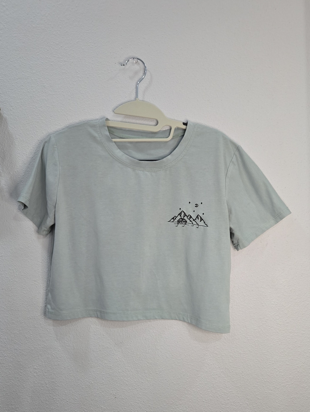 Light Sage Cropped Graphic Tee - Women's Crop Top